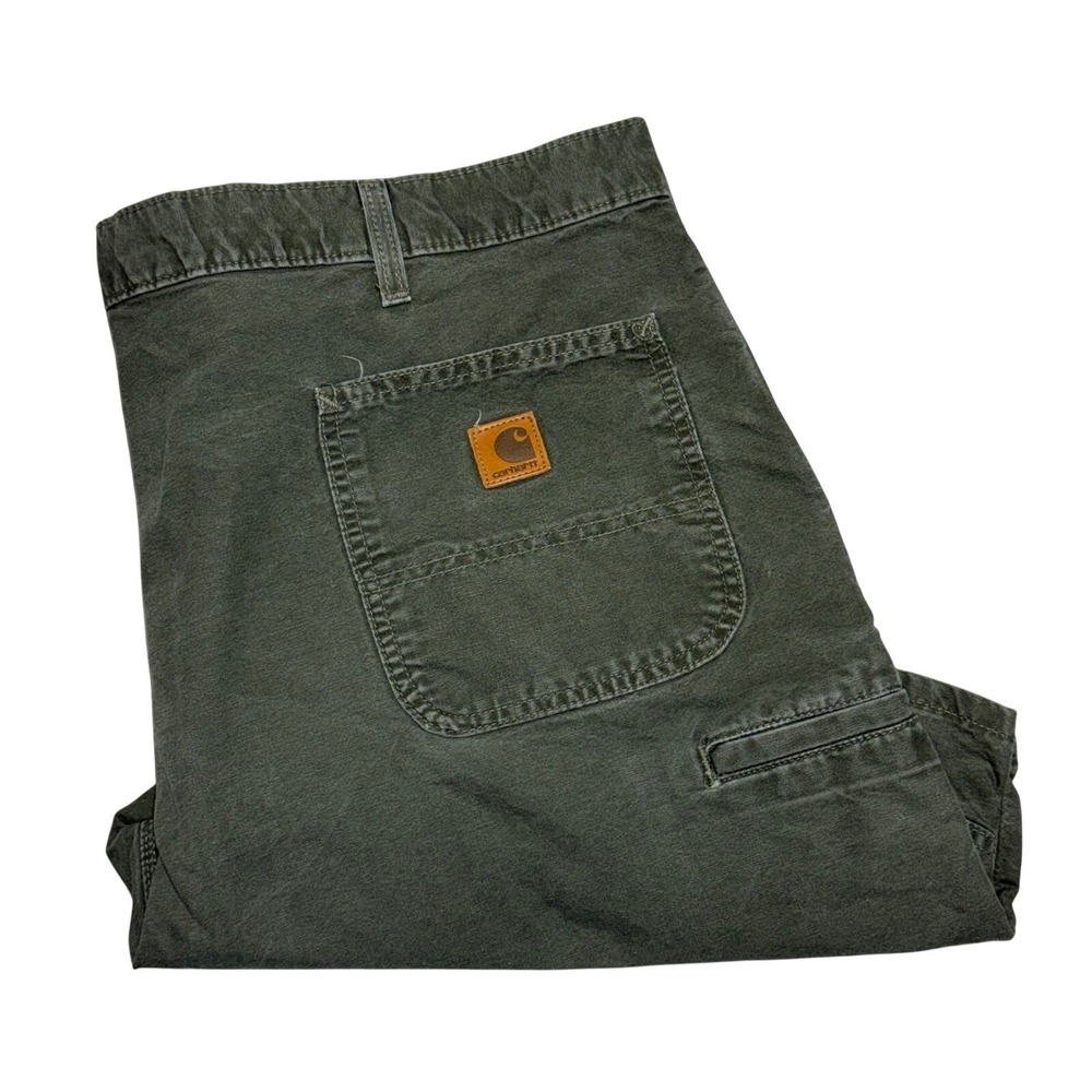 Carhartt Carpenter Shorts Mens 42 Olive Green Canvas Utility‎ Workwear B147 MOSS